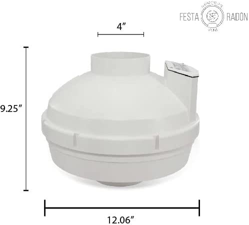 Festa Radon AMG Maverick Radon Fan - Quiet and Energy Efficient 260 CFM Radon Mitigation System Inline Duct Fan - 4" Electric Inline Fan - Made with Sturdy Glass Reinforced Poly-Resin – White