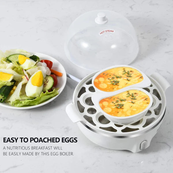 Bear Brand Rapid Electric Egg Cooker Poacher Bear, 14 Capacity Egg Boiler Auto Shut-Off, White