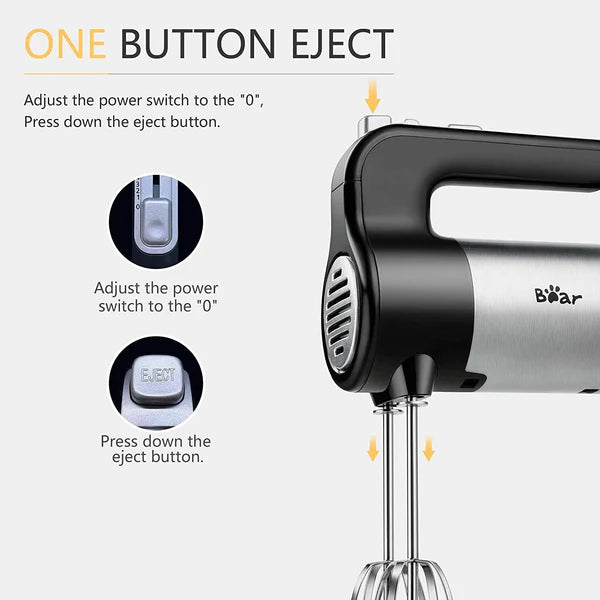 Bear Brand Electric Hand Mixer, DDQ-A30D2BK, 300W with 5 Speeds
