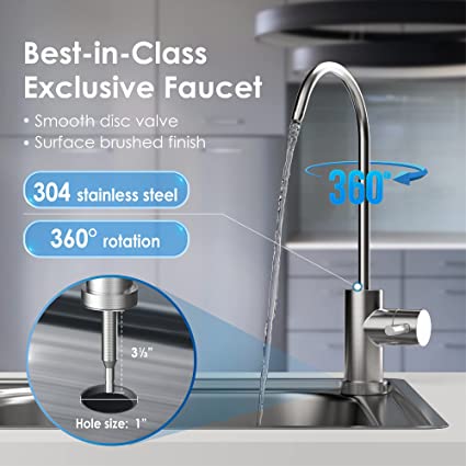 Waterdrop 17UBW-UF 0.01 μm Ultra Filtration Under Sink Water Filter System for Baçtёria Reduction, Reduces Lead, Chlorine, Bad Taste & Odor, 24K Gallons, with Dedicated Brushed Nickel Faucet, USA Tech
