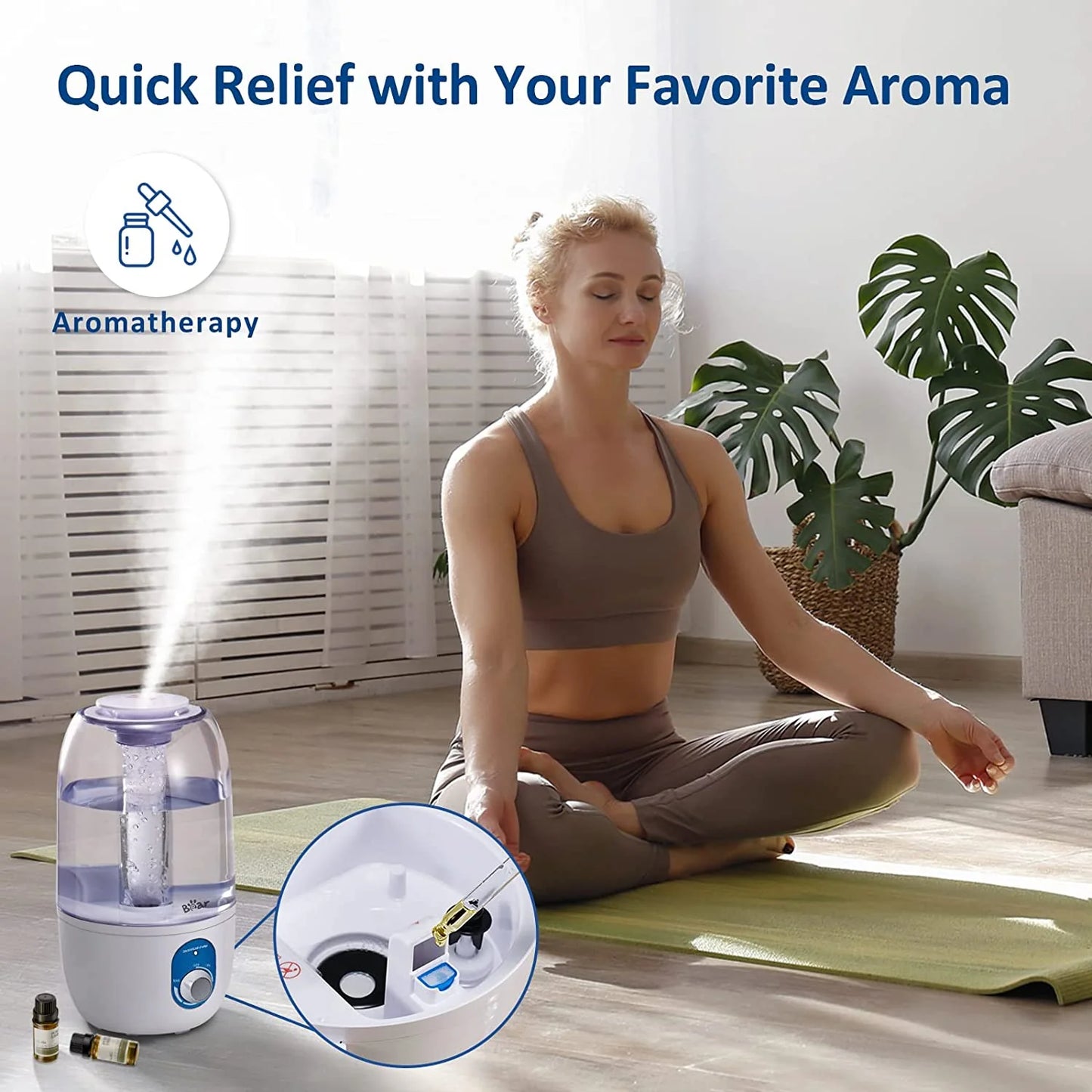 BEAR 3L Cool Mist Humidifier JSQ-A30Y1 for Home Nursery Office Indoor Plants, Quiet Air Humidifier Last up to 25Hours