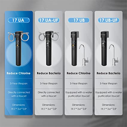 Waterdrop 17UA 3 Years Under Sink Water Filter System-Reduces Lead, Chlorine, Bad Taste & Odor-Under Counter Water Filter Direct Connect to Kitchen Faucet-NSF/ANSI 42 Certified-24000 Gallons-USA Tech