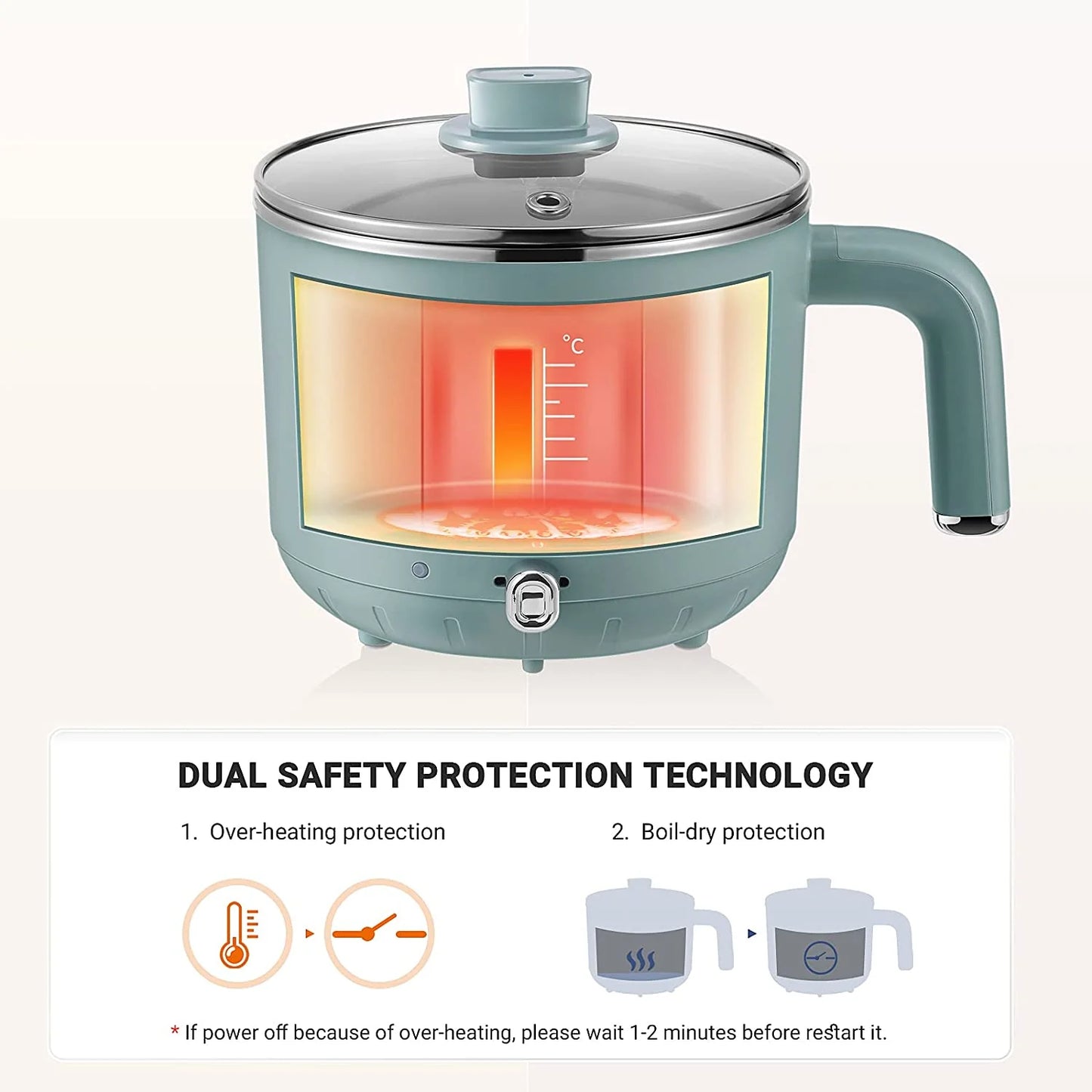 BEAR Electric Multi-Pot DRG-D12M5 with 2 Power Setting, Dry Protection, 1.2L