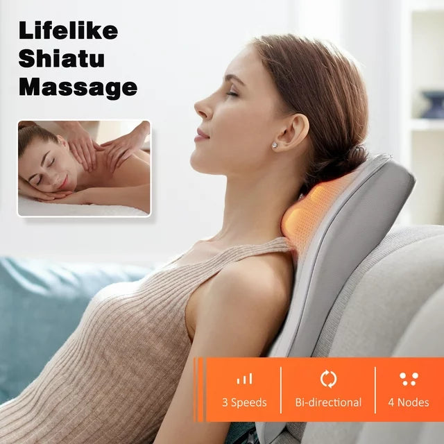 Belmint Seat Cushion Massager with Shiatsu Vibration, Soothing Heat for Back