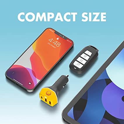 Shell USB C Car Charger 44W 3 Port Car Charger Adapter, Cigarette Lighter USB Charger 20W PD USB C for iPhone 13/Pro/Max/Mini/Magnet Snap, iPad Air/Mini, Android.