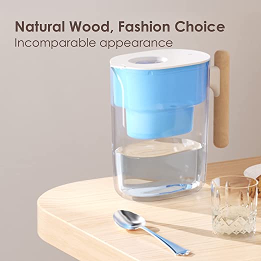 Waterdrop 200-Gallon Long-Life Chubby 10-Cup Water Filter Pitcher with 1 Filter, NSF Certified, 5X Times Lifetime, Reduces Chlorine, BPA Free, Blue