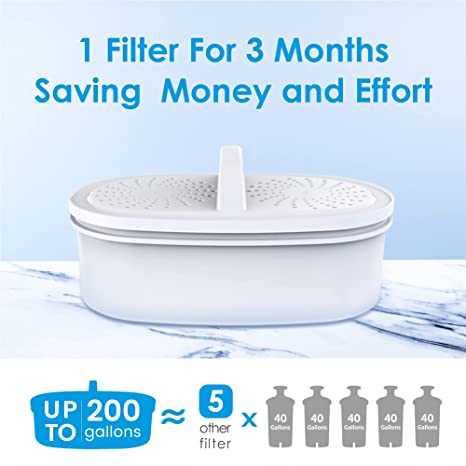 Waterdrop 200-Gallon Long-Life 10-Cup Water Filter Pitcher with 1 Filter, NSF Certified, 5X Times Lifetime, Reduces Chlorine, BPA Free, Blue