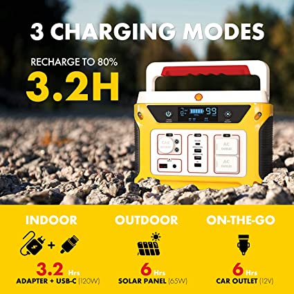 Shell Portable Power Station, 583Wh Solar Generator (Solar Panel Optional) with Lithium Battery Pack, 500W 10-Port,2 AC Outlets,60W USB-C PD Port,LED Light + Emergency Triangle, Portable Power Supply