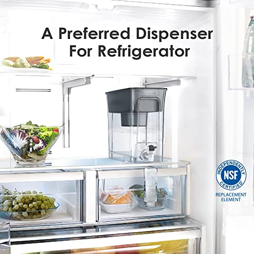 Waterdrop Slim Water Filter Dispenser, Large 35-Cup, 200-Gallon Long-Life, 5X Times Lifetime, Reduces Chlorine and More, BPA Free, Black (1 Filter Included)