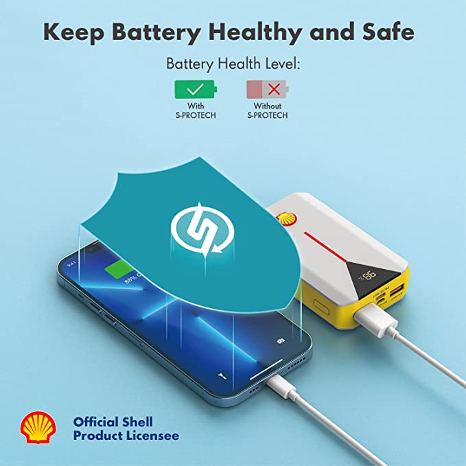 SHELL Portable Charger Power Bank 10000mAh Portable Charger iPhone with 20W PD, 3 Outports External Battery Pack for iPhone Samsung Galaxy iPad Tablet.