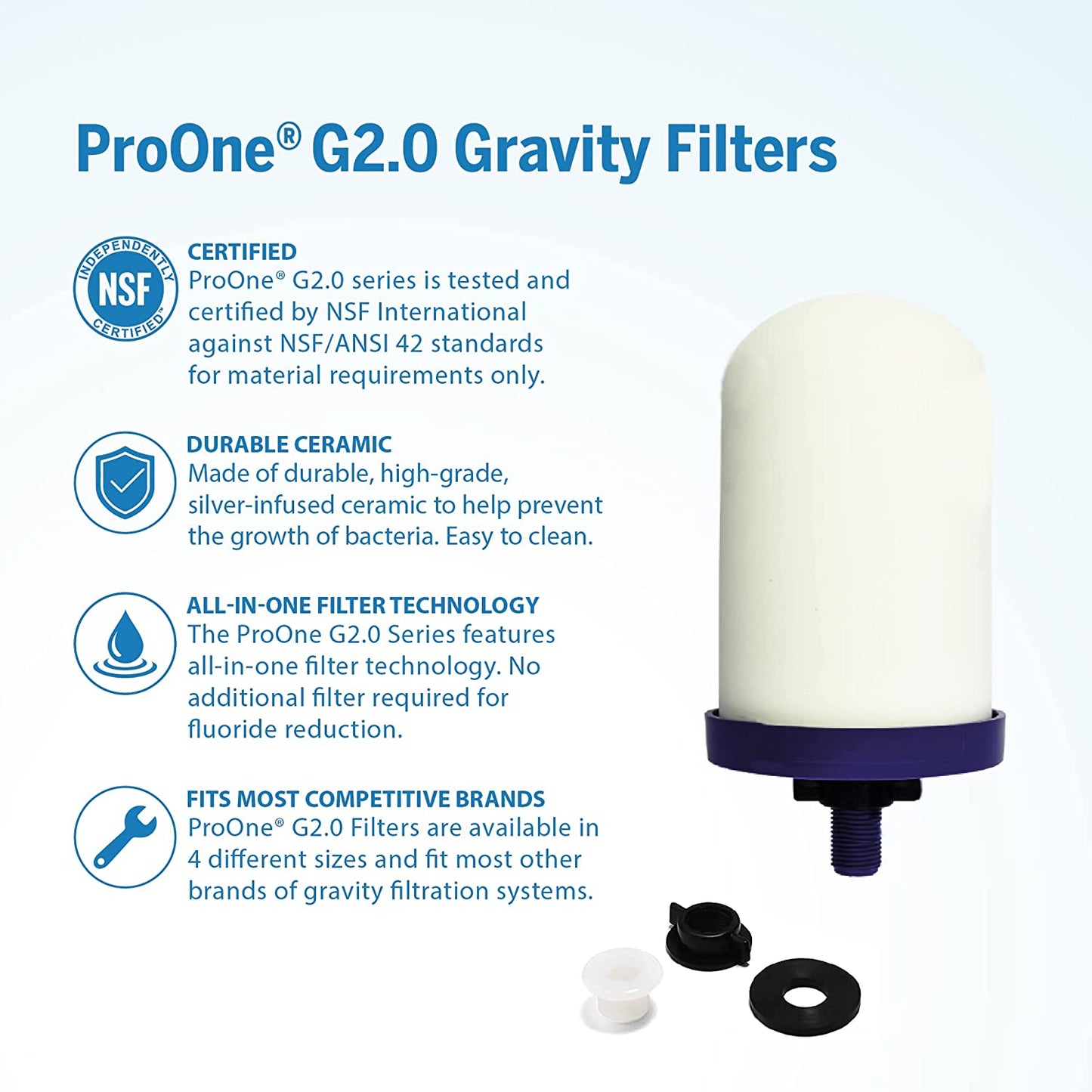 ProOne Water Filter Pitcher with Fruit Infuser, Filtered Water Pitcher for Kitchen, Office, Camping, or RVing