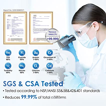 Waterdrop G3P800 Reverse Osmosis System, 800 GPD Fast Flow, NSF/ANSI 58 & 372 Certified, 3:1 Pure to Drain, Tankless RO Water Filter System, Under Sink RO System, LED Purifier, Smart Faucet