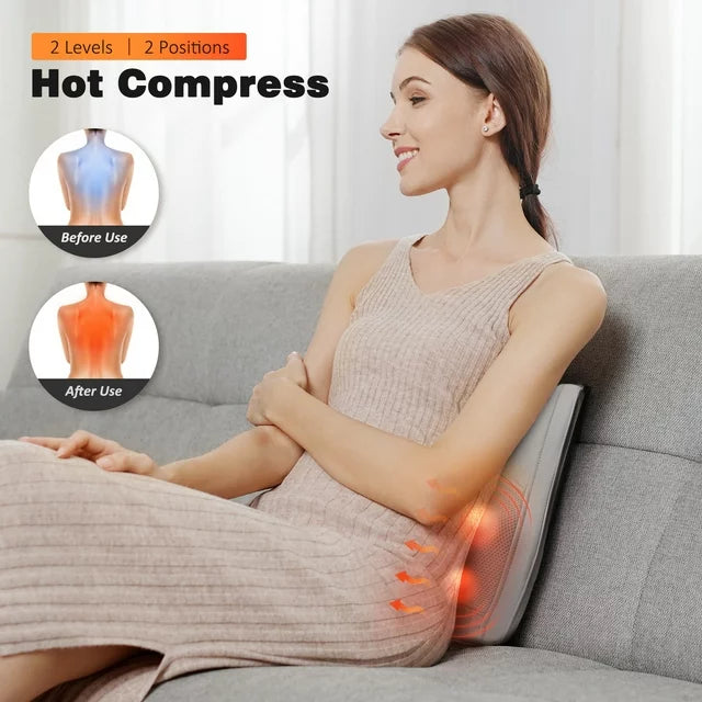 Belmint Seat Cushion Massager with Shiatsu Vibration, Soothing Heat for Back