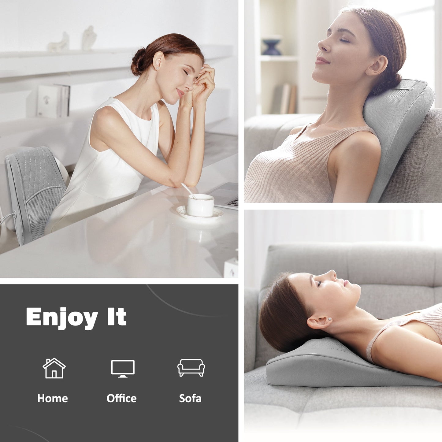 Belmint Seat Cushion Massager with Shiatsu Vibration, Soothing Heat for Back