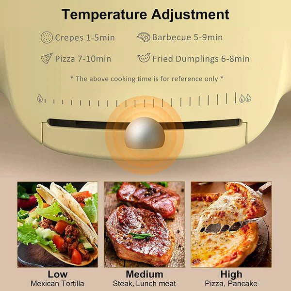 Bear 11.8'' Electric Round Griddle, DBC-C15E3, Nonstick Extra Large with Two Frying Pan, 1500W