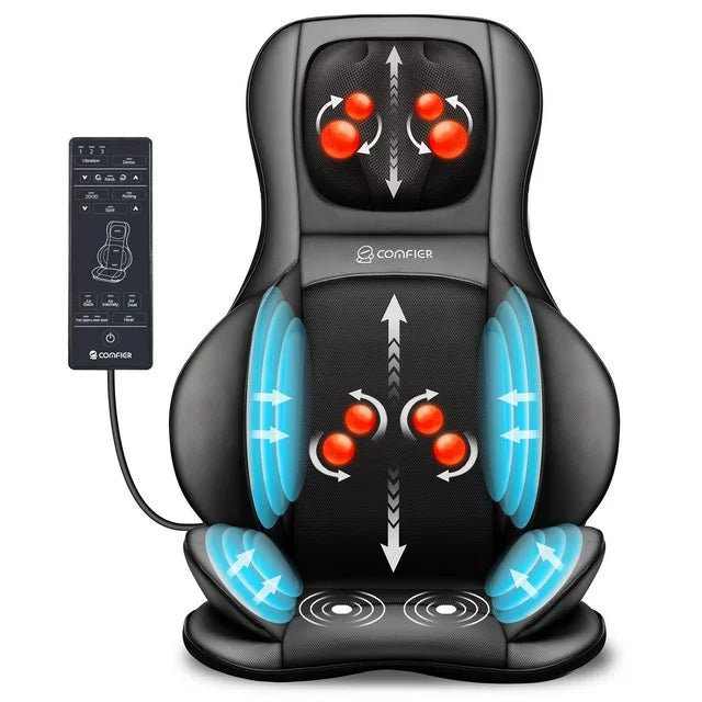 Back Massager with Heat Shiatsu Massage Chair Pad Air Compression Seat Cushion, Black, Gifts for Mom,Dad