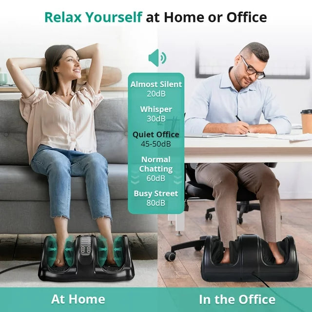 Foot Massager Machine with Heat, Binecer Shiatsu Foot Massager for Circulation and Pain Relief, 5-in-1 Deep Kneading Rolling Scraping Massage for Calf Leg Arm, Remote Control