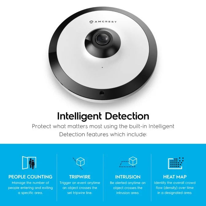Amcrest 5MP Fisheye IP PoE Camera 360° Panoramic FOV IP5M-F1180EW-V2