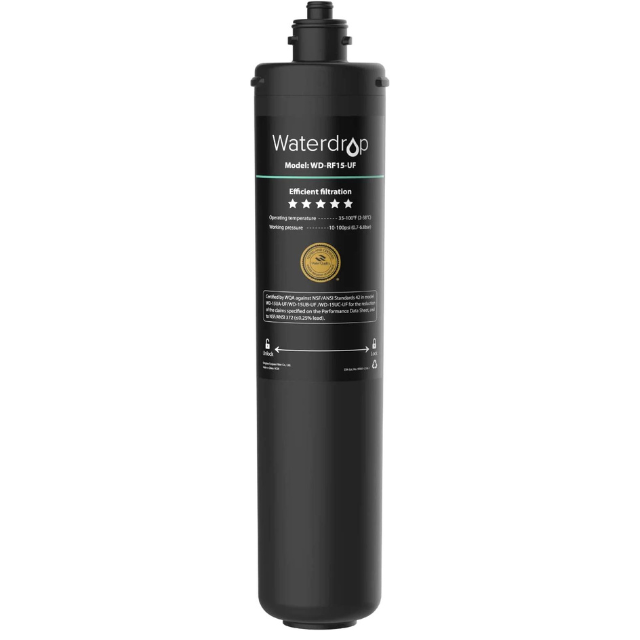 Waterdrop RF15-UF 0.01 Micron Replacement Filter Cartridge For 15UA/15UA-UF/15UB/15UB-UF/15UC/15UC-UF Under Sink Water Filter, Reduces Lead, Chlorine, Bad Taste & Odor, 16K Gallons High Capacity
