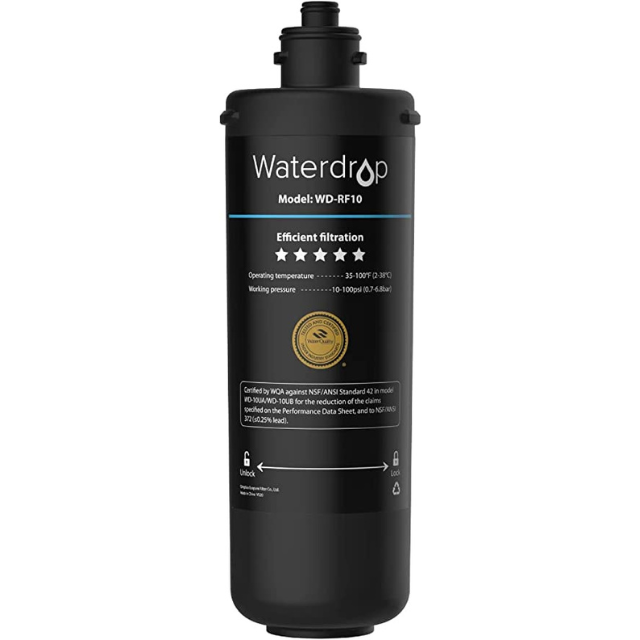 Waterdrop RF10 Replacement Filter Cartridge for 10UA/10UB Under Sink Water Filter, Reduces Lead, Chlorine, Bad Taste & Odor, NSF/ANSI 42 Certified, 8K Gallons High Capacity