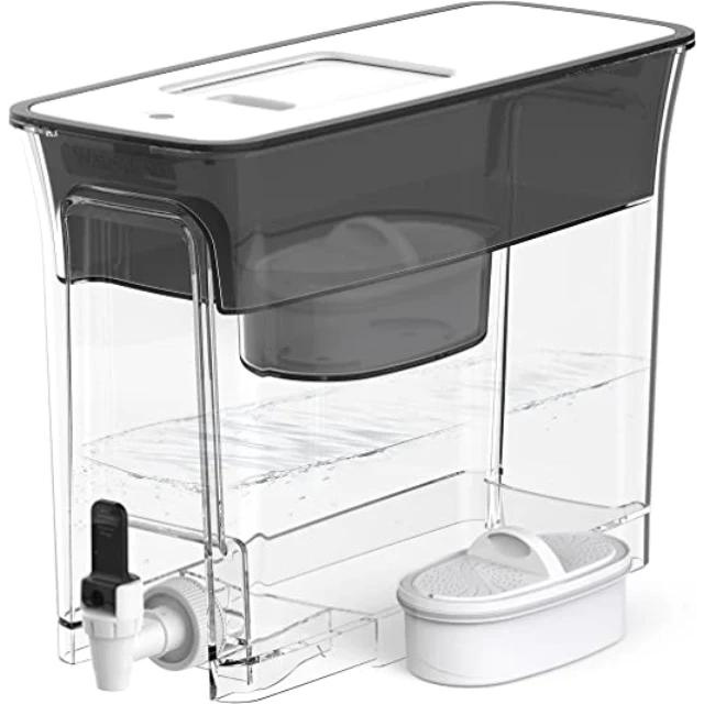 Waterdrop Slim Water Filter Dispenser, Large 35-Cup, 200-Gallon Long-Life, 5X Times Lifetime, Reduces Chlorine and More, BPA Free, Black (1 Filter Included)