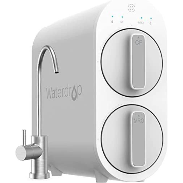 Waterdrop G2 Reverse Osmosis System, 7 Stage Tankless RO Water Filter System, Under Sink Water Filtration System, 400 GPD, 1:1 Pure to Drain, Reduces TDS, FCC Listed, USA Tech, WD-G2-W, White