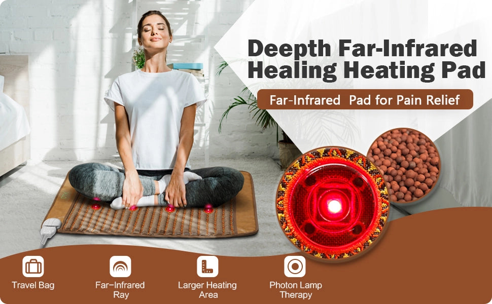 UTK Far Infrared Heating Pads for Back Pain Relief, Heat Pad with Full Tourmaline Beads, 8 Photon Infrared Heating Pad, Far Infrared Mats, Auto Shut Off & Travel Bag Included（Mpro：21'' x 31''）