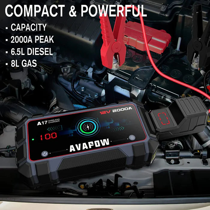 AVAPOW A17 Car Battery Jump Starter 2000A Peak Battery Capacity