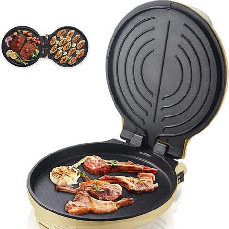 Bear 11.8'' Electric Round Griddle, DBC-C15E3, Nonstick Extra Large with Two Frying Pan, 1500W