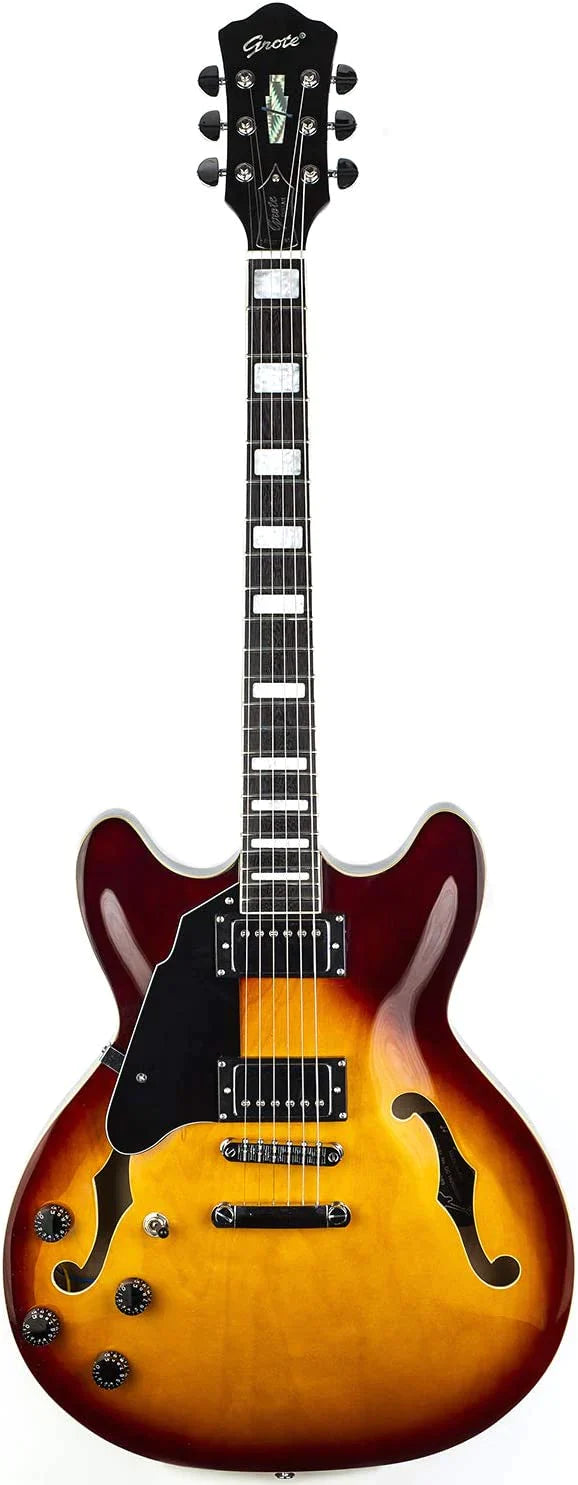 GROTE SEMI-HOLLOW BODY ELECTRIC GUITAR CHERRY RED GRWB-TR35