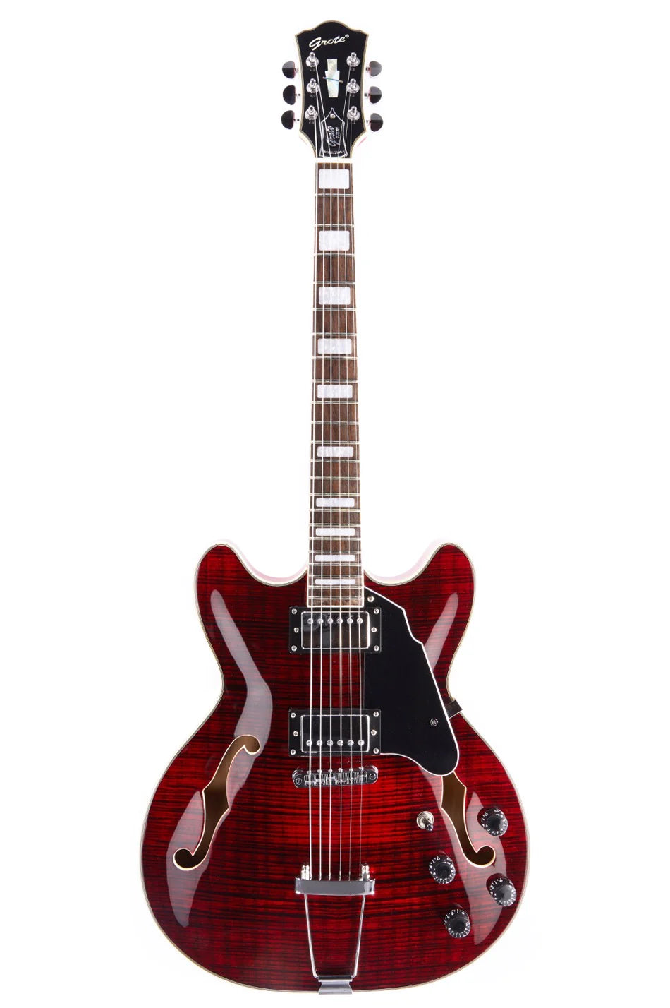 GROTE 335 STYLE SEMI-HOLLOW BODY JAZZ ELECTRIC GUITAR WITH GIGBAG