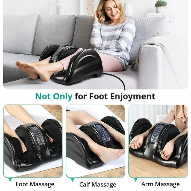 Foot Massager Machine with Heat, Binecer Shiatsu Foot Massager for Circulation and Pain Relief, 5-in-1 Deep Kneading Rolling Scraping Massage for Calf Leg Arm, Remote Control