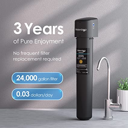 Waterdrop 17UB 3 Years Under Sink Water Filter System-Reduces Lead, Chlorine, Bad Taste&Odor-Under Counter Water Filter with Dedicated Brushed Nickel Faucet-NSF/ANSI 42 Certified-24K Gallons-USA Tech