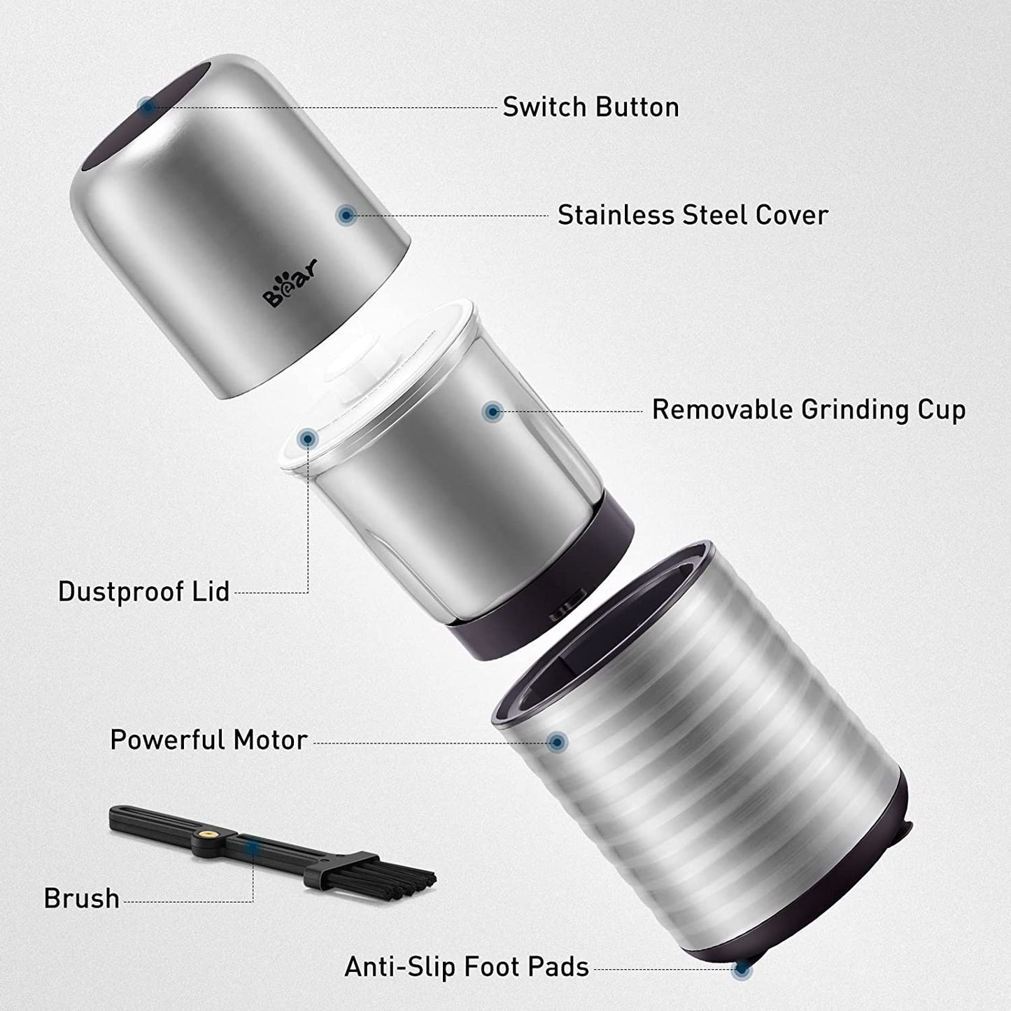 Bear Coffee Grinder, Spice Grinder, FSJ-A03E1 300W