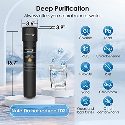 Waterdrop 15UA Under Sink Water Filter System, 2 Years Capacity, NSF/ANSI 42 Certified, Reduces Lead, Chlorine, Bad Taste & Odor, Under Counter Water Filter Direct Connect to Kitchen Faucet, USA Tech