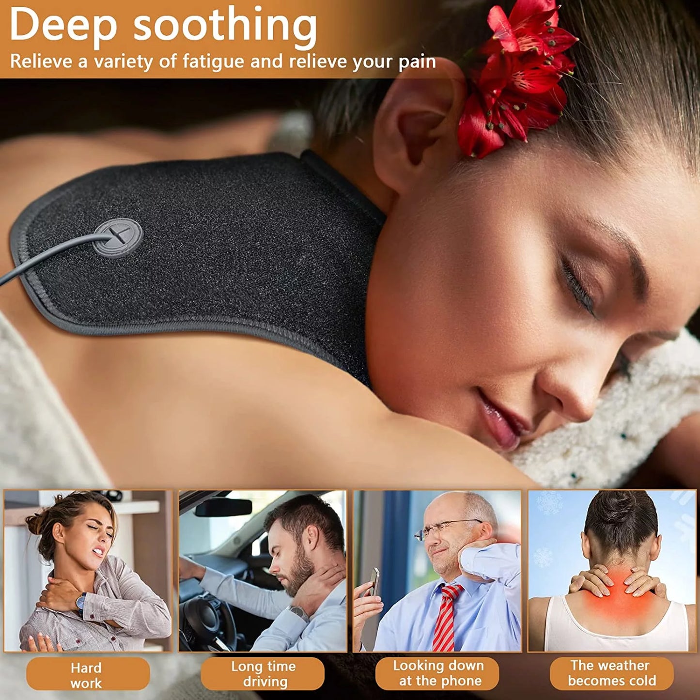 UTK Jade Tourmaline Neck Heating Pad, Heated Neck Wrap for Neck Pain Relief, Neck Pro