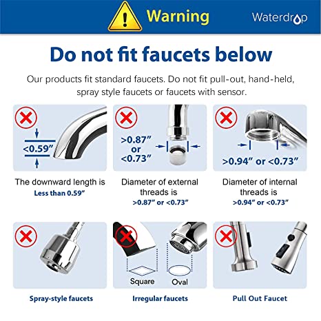 Waterdrop Water Filter for Sink, 320-Gallon Faucet Mount Water Filtration System for Tap Water, NSF Certified Reduces Chlorine & Bad Taste with 4 Replacement Filters