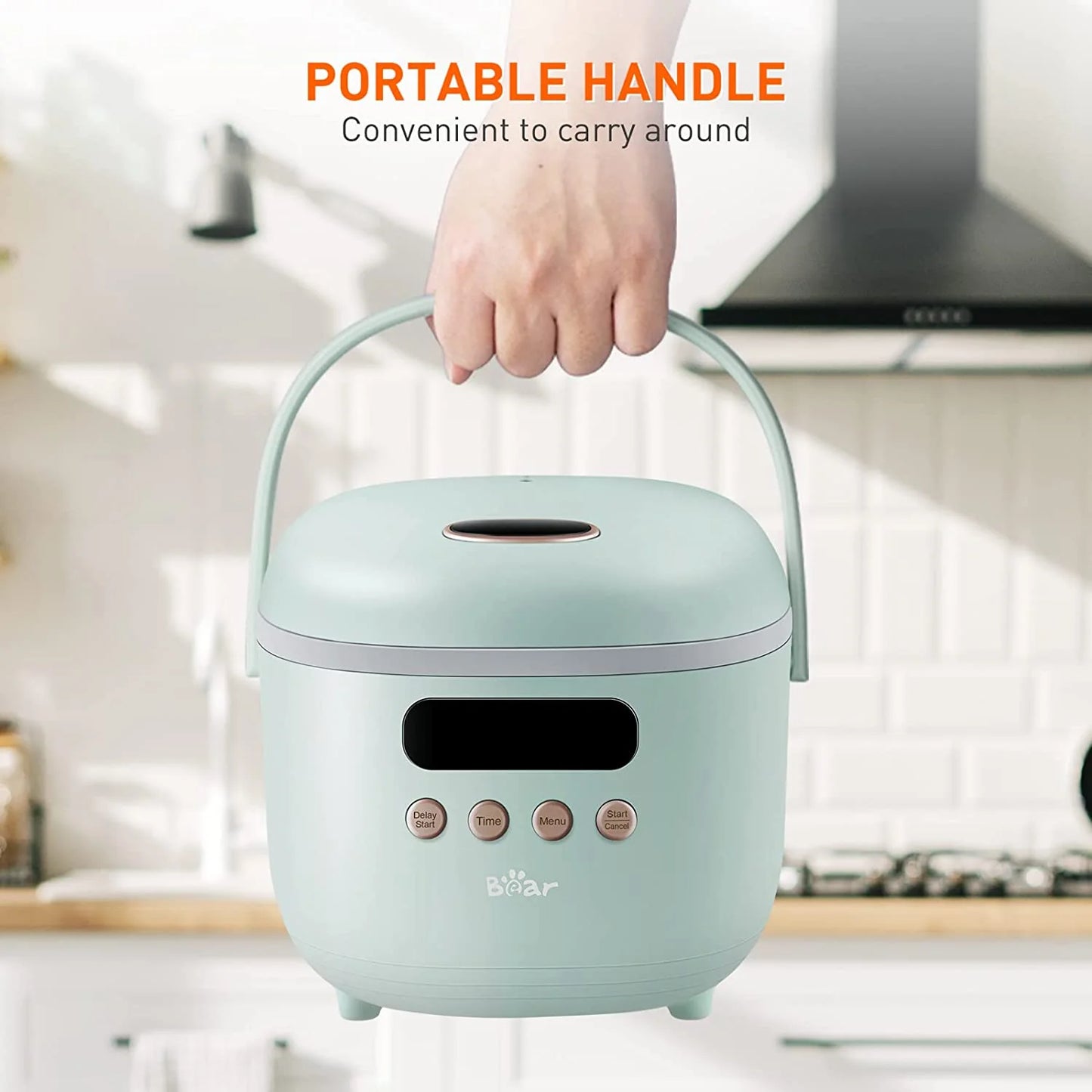 BEAR Rice Cooker DFB-B20K1 4 Cups Uncooked, 3L Digital Rice Maker with Portable Handle