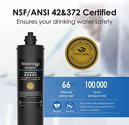 Waterdrop RF15 Replacement Filter Cartridge For 15UA/15UB/15UC Under Sink Water Filter, Reduces Lead, Chlorine, Bad Taste & Odor, NSF/ANSI 42 Certified, 19K Gallons High Capacity