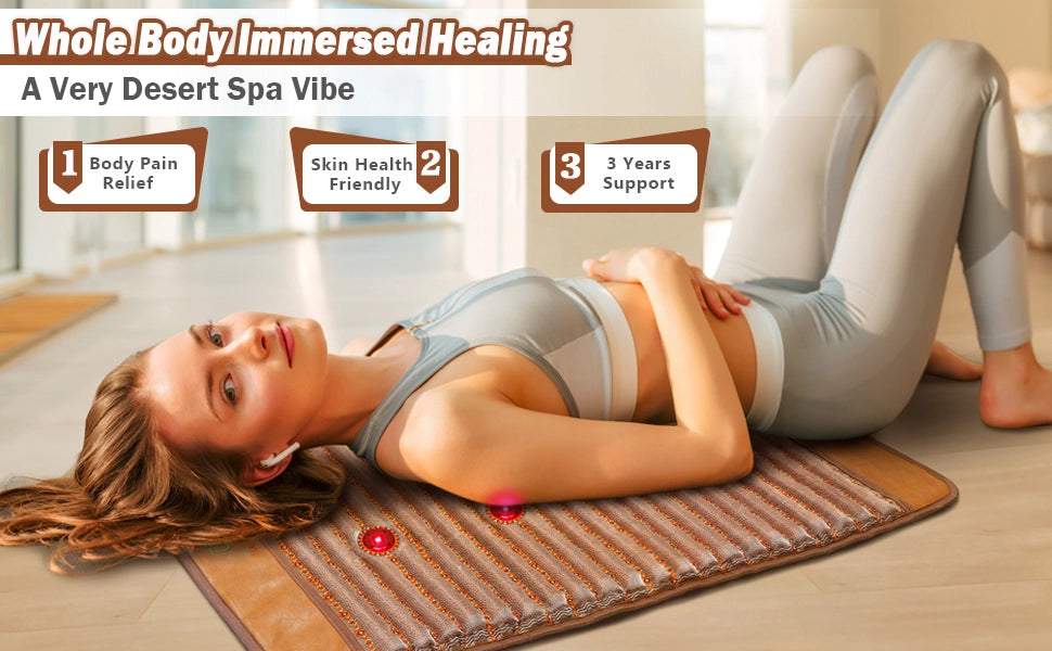 UTK Far Infrared Heating Pads for Back Pain Relief, Heat Pad with Full Tourmaline Beads, 8 Photon Infrared Heating Pad, Far Infrared Mats, Auto Shut Off & Travel Bag Included（Mpro：21'' x 31''）