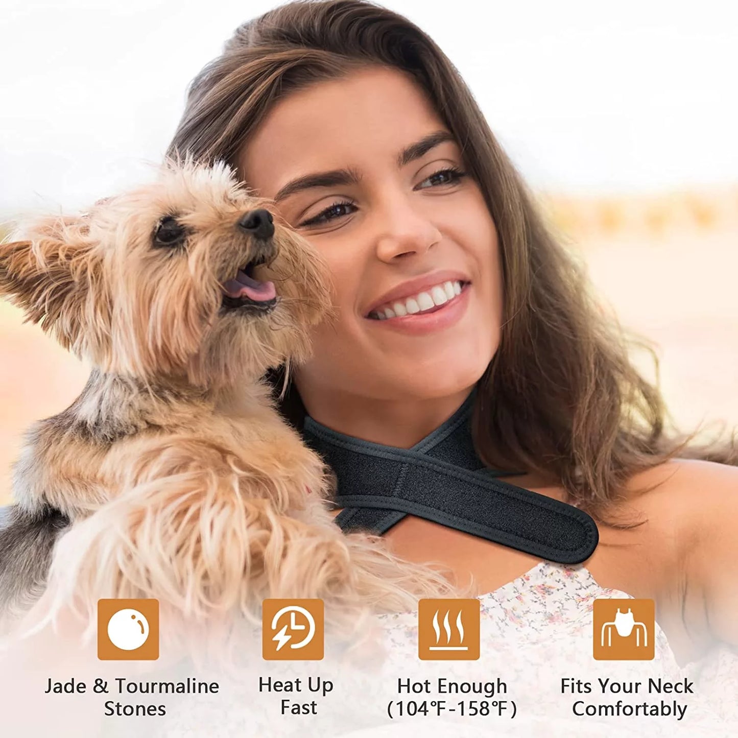 UTK Jade Tourmaline Neck Heating Pad, Heated Neck Wrap for Neck Pain Relief, Neck Pro