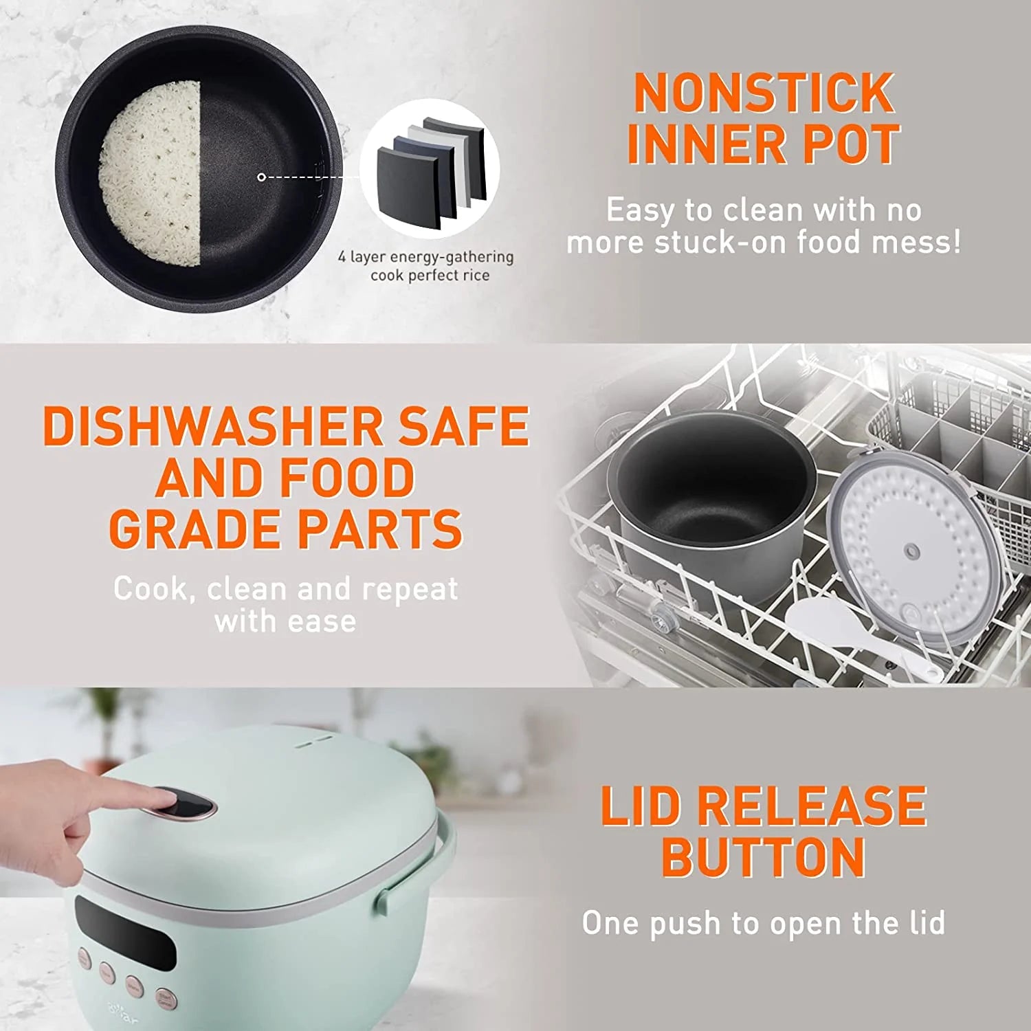 BEAR Rice Cooker DFB-B20K1 4 Cups Uncooked, 3L Digital Rice Maker with –  LittleBearElectriconline