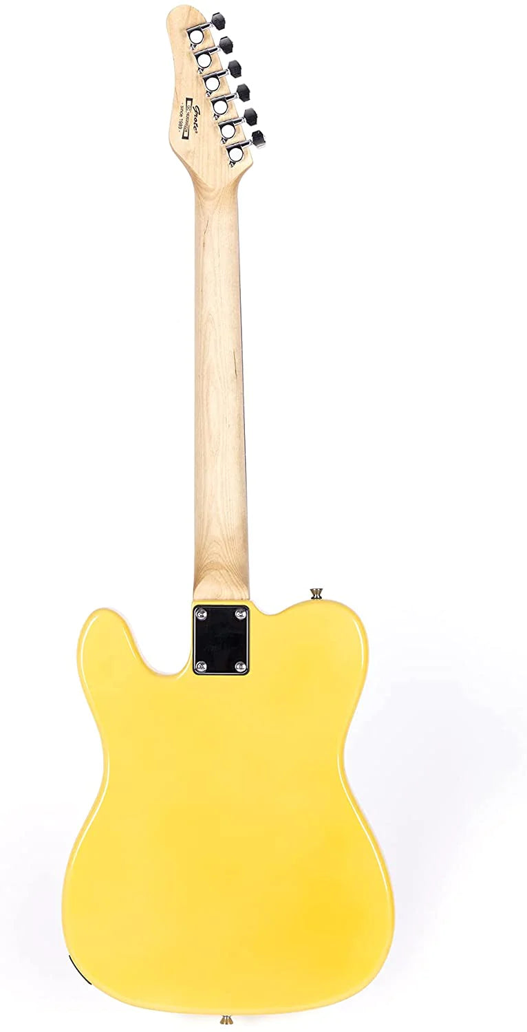 GROTE ELECTRIC GUITAR SOLID BODY TELE STYLE GUITAR FULL-SIZE BASSWOOD BODY WITH CANADIA MAPLE NECK CHROME HARDWARE PICKS - YELLOW