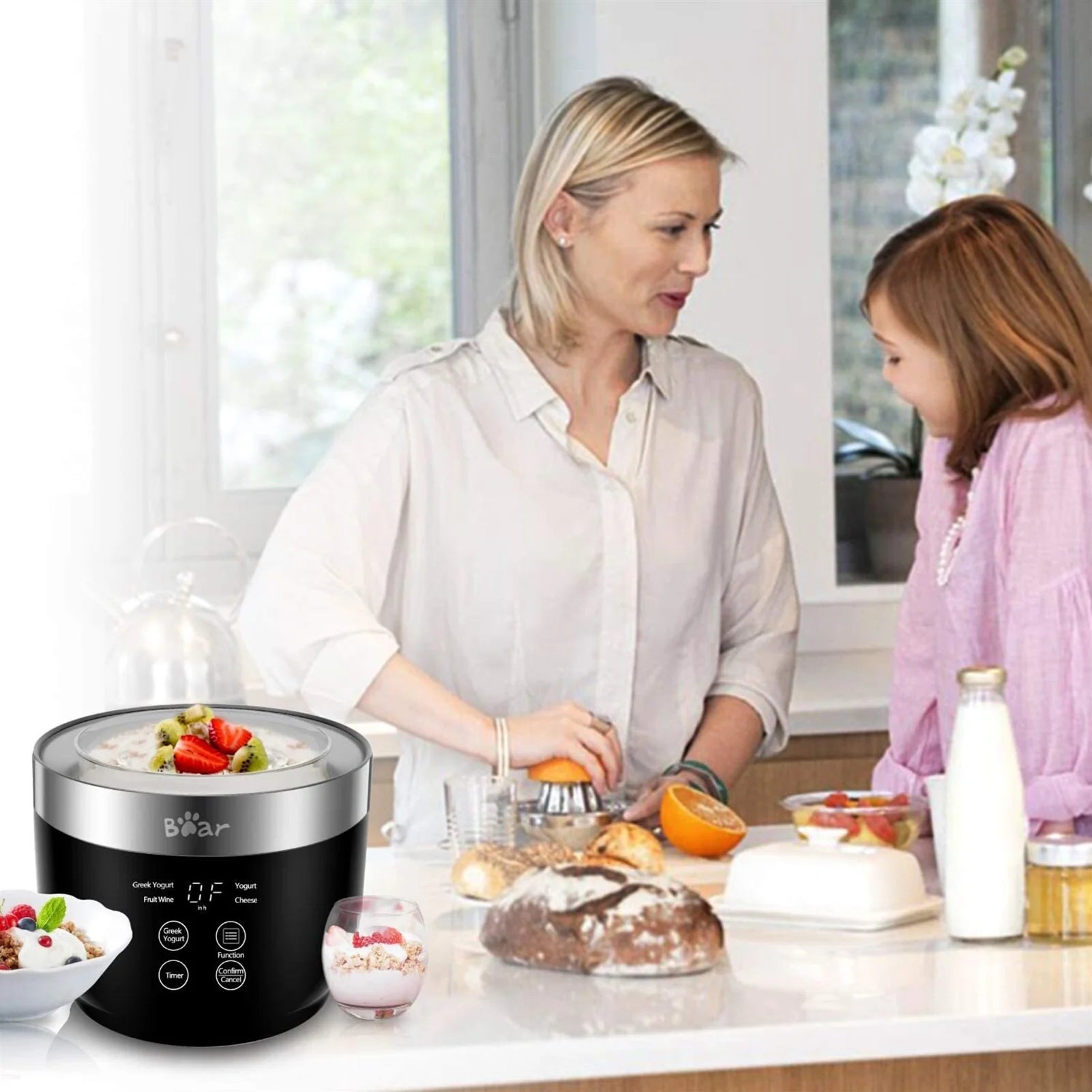 Bear Mini Rice Cooker DFB-B12W1-One Button Cooking - BPA Free 1.2 Liter