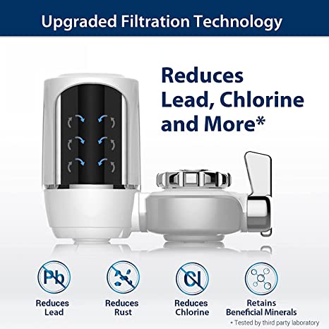 Waterdrop Water Filter for Sink, 320-Gallon Faucet Mount Water Filtration System for Tap Water, NSF Certified Reduces Chlorine & Bad Taste with 4 Replacement Filters