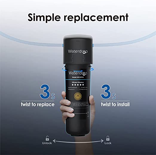 Waterdrop RF10 Replacement Filter Cartridge for 10UA/10UB Under Sink Water Filter, Reduces Lead, Chlorine, Bad Taste & Odor, NSF/ANSI 42 Certified, 8K Gallons High Capacity
