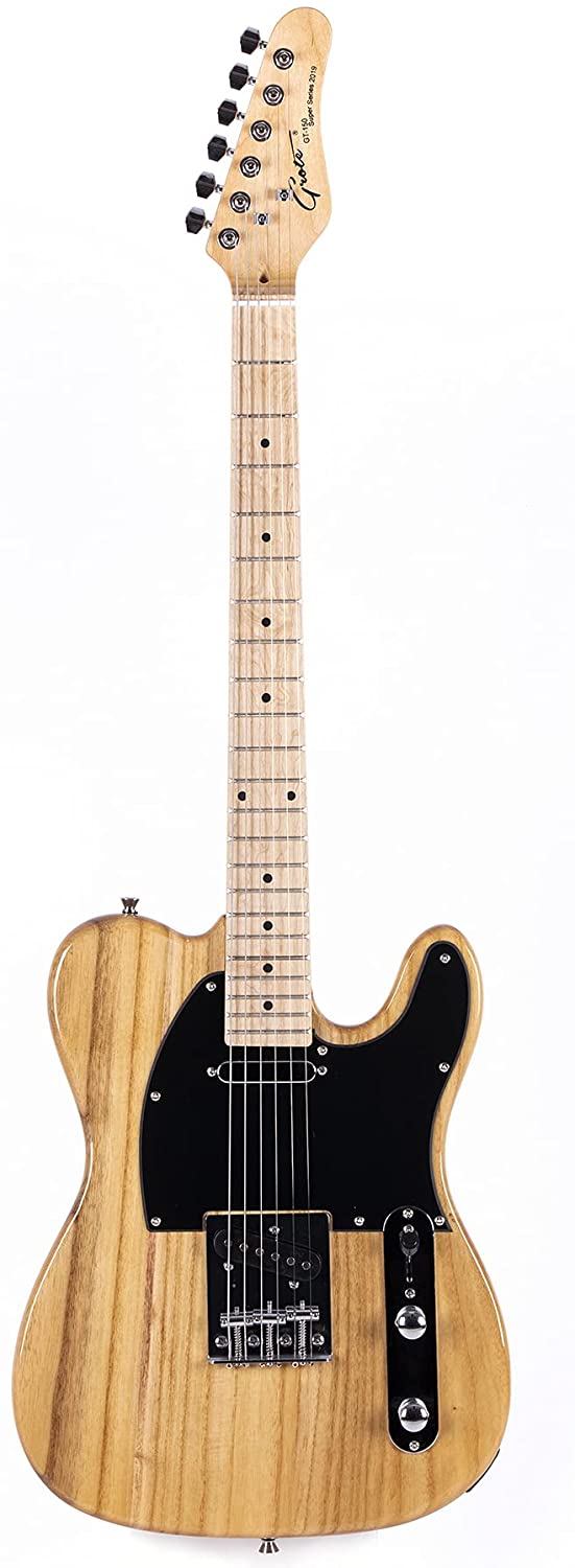 GROTE ELECTRIC GUITAR SOLID BODY TELE STYLE GUITAR FULL-SIZE BASSWOOD BODY WITH CANADIA MAPLE NECK CHROME HARDWARE PICKS - NATURAL