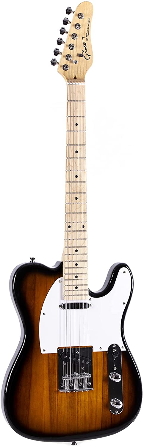 GROTE ELECTRIC GUITAR SOLID BODY TELE STYLE GUITAR FULL-SIZE BASSWOOD BODY WITH CANADIA MAPLE NECK CHROME HARDWARE PICKS - 3TS