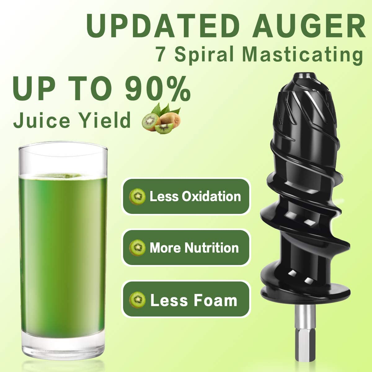 CIRAGO Juicer Machines, Slow Masticating Juicer Extractor Two Speed Adjustment, Easy to Clean, Quiet Motor, Cold Press Juicer for Vegetables and Fruits, BPA-Free (Green)
