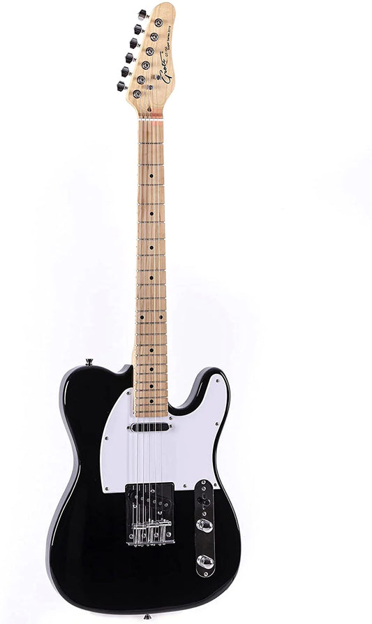 GROTE ELECTRIC GUITAR SOLID BODY TELE STYLE GUITAR FULL-SIZE BASSWOOD BODY WITH CANADIA MAPLE NECK CHROME HARDWARE PICKS - BLACK